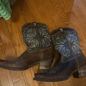 Ariat Daisy Western teal square toe genuine leather boots women's 8.5b
